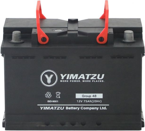 Battery - Group 48 / H6 / L3 Automotive, 12V 75Ah, 730CCA, SLA, MF, Yimatzu - BATAM1248 - PBC155EF1
