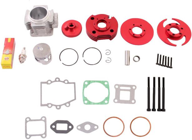 Cylinder Head Assembly - Big Bore, CNC, Dual Valve, Pocket Bike, 49cc, Air Cooled - 20P8490RD - PBC1624F1