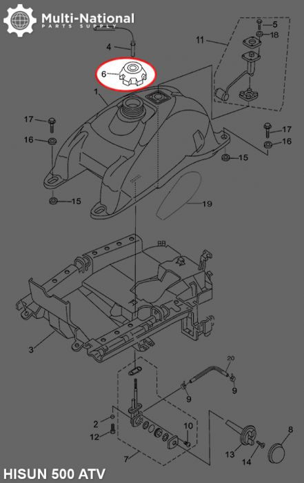 Fuel Tank Cap - ATV, Hisun, 500-800cc - 20A4150BK - PBC2619F1