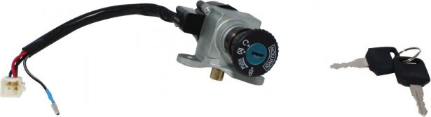 Ignition Key Switch - 4 pin Male, Metal, Steering Lock, Scooter - 10A4295 - PBC1954F1