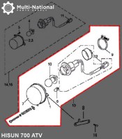 Front Light - 500-700cc, ATV, Hisun - 70A7052 - PBC3143F1