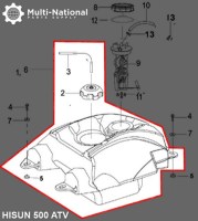 Gas Tank - ATV, Hisun, 500-700cc - 20A4781 - PBC2555F1