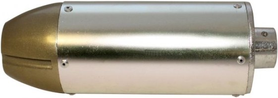 Muffler - Performance CNC, With Mounting Bracket, Chrome and Gold - PBCMFL50F1